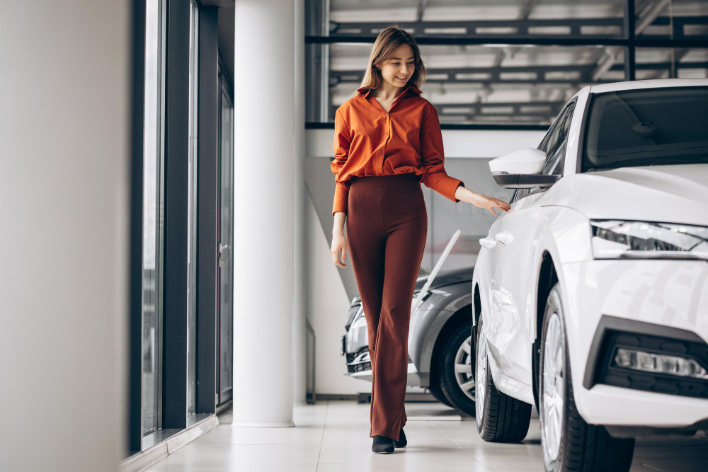 A Woman Choosing New Vehicle