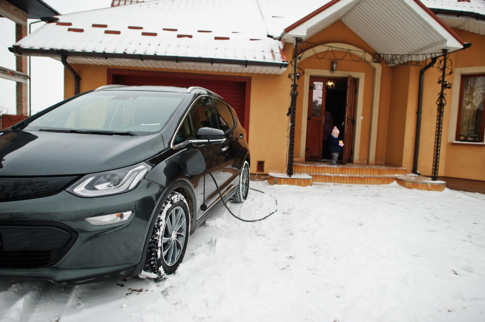 Electric cars in snow